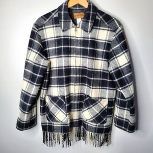 Pendleton Plaid Fringe Zip-Up Jacket Size Large